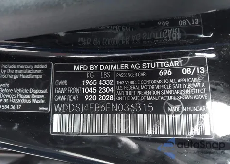 2014 Mercedes-Benz Cla 250 from USA, damaged, VIN WDDSJ4EB6EN036315